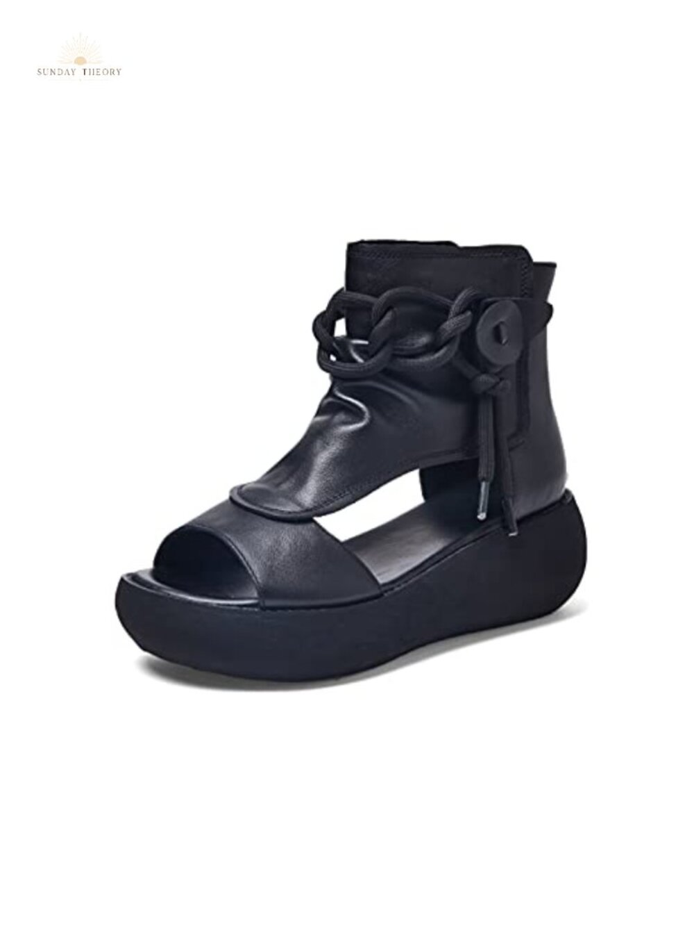 Women's High Top Leather Sandals Open Toe Boot Sandals